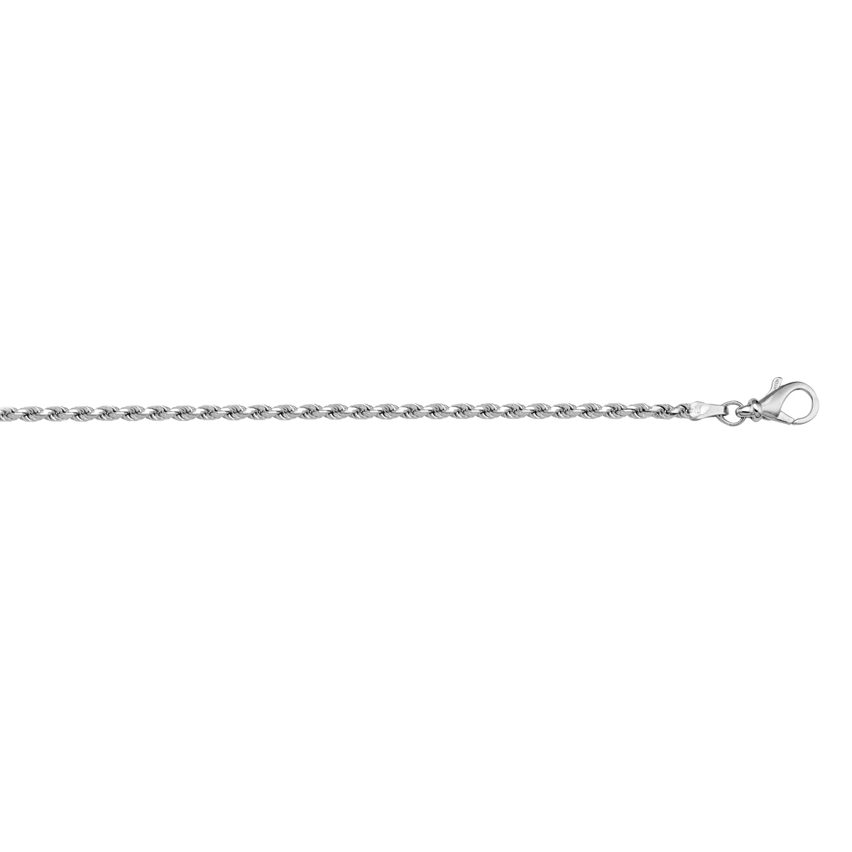 White Gold Solid Diamond Cut Rope Anklet - 10K