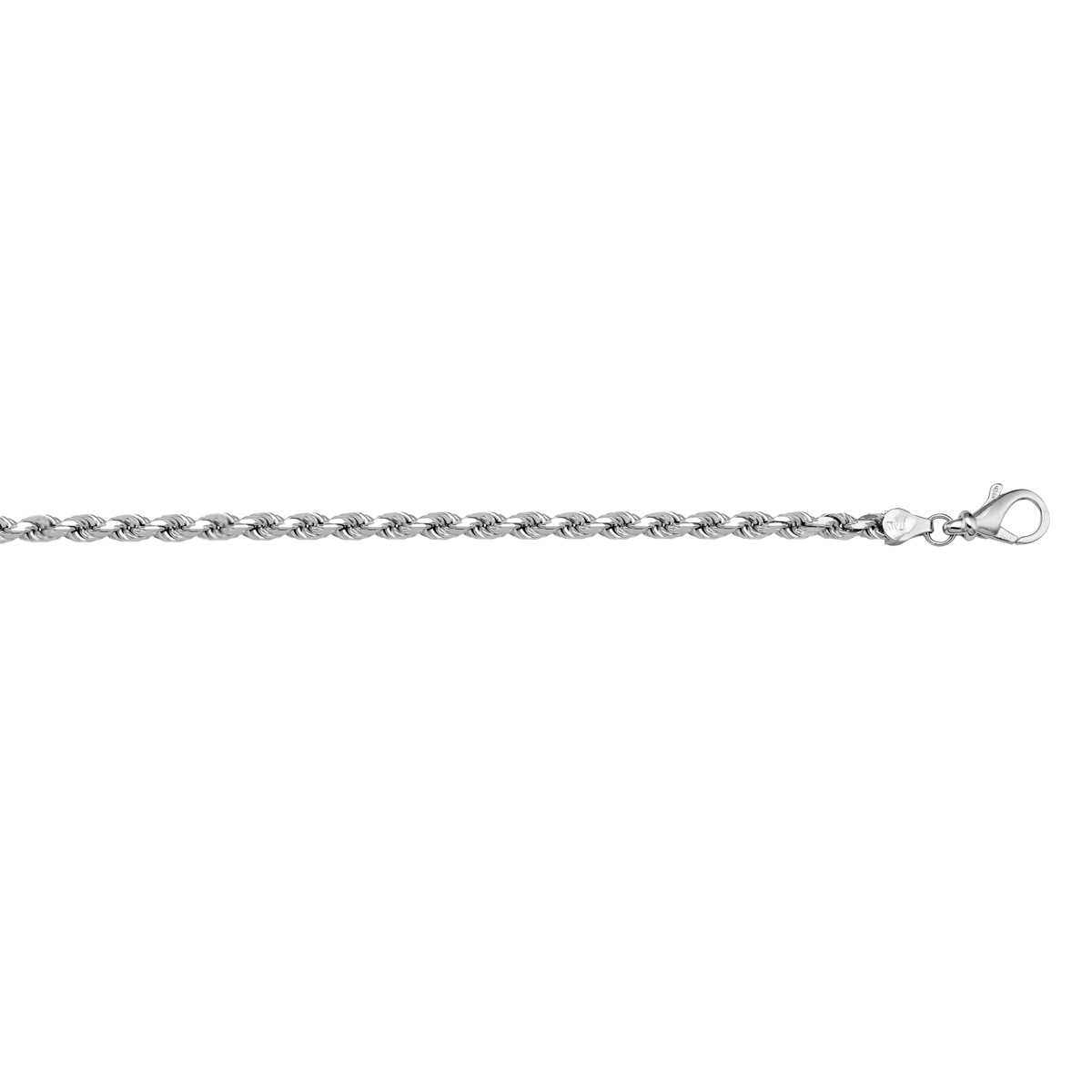 N2426W White Gold Diamond Cut Rope Anklet
