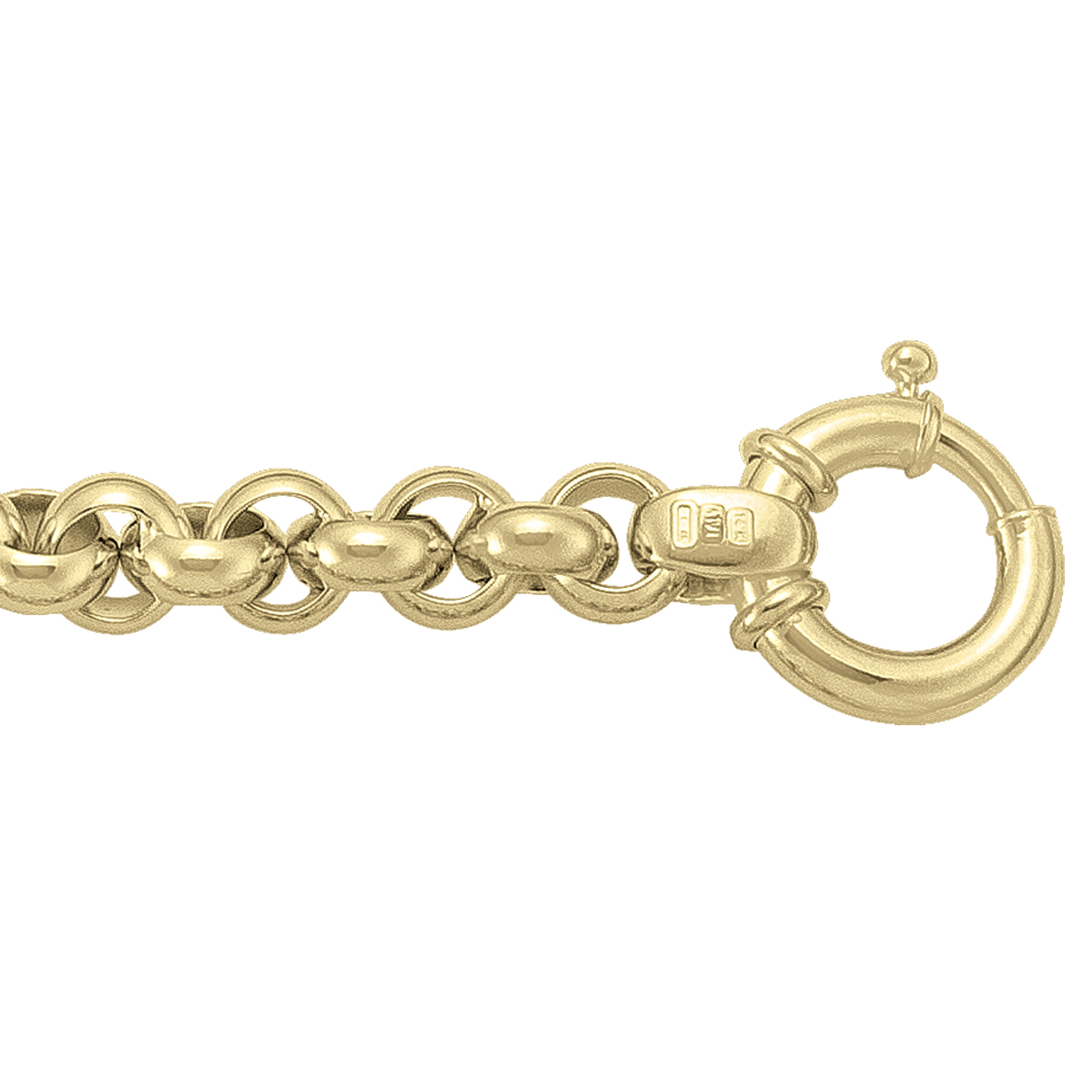 Yellow Gold Hollow Fancy Rolo Bracelet - 14K - 14k - 7.5"