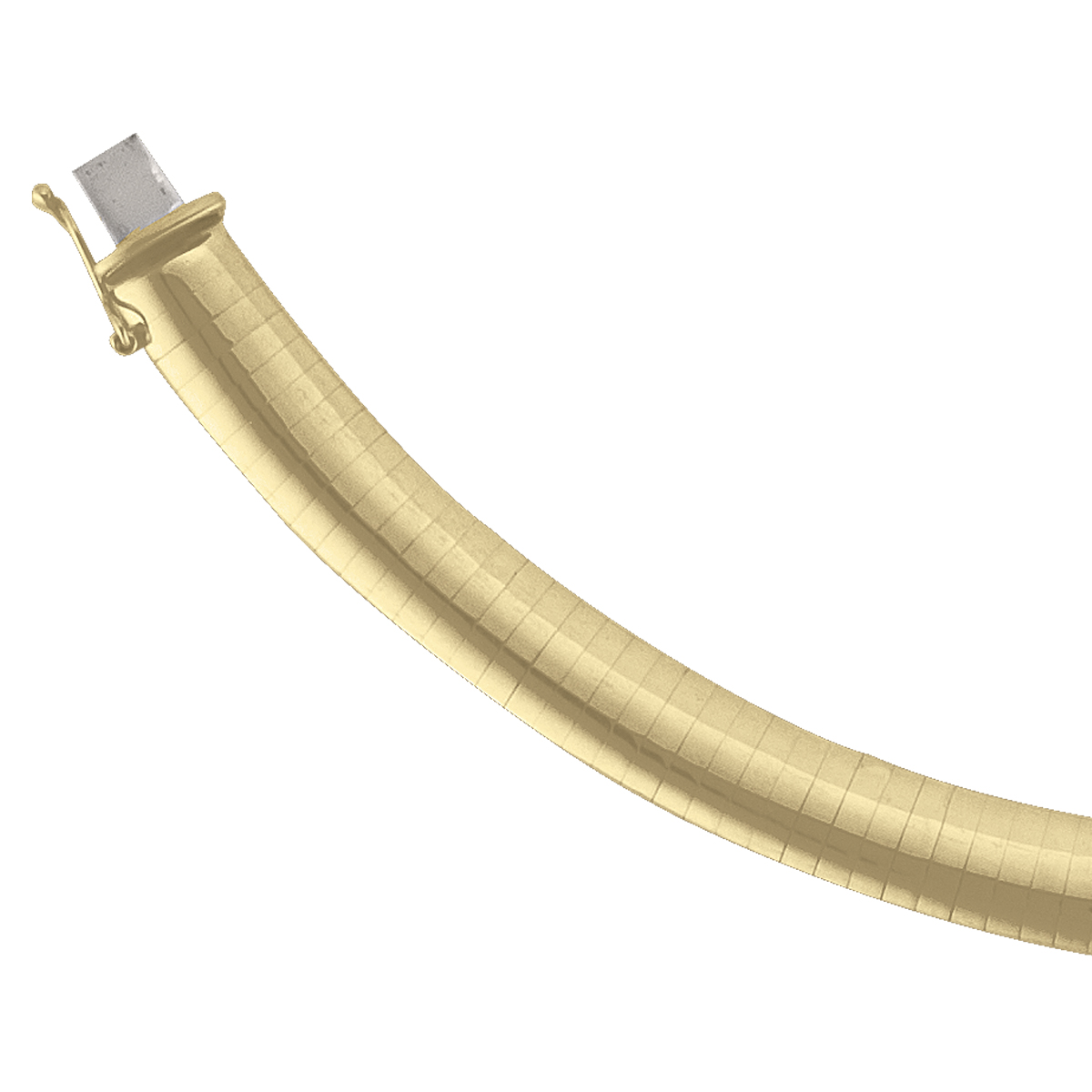 Yellow Gold Solid Domed Omega Necklace - 14K