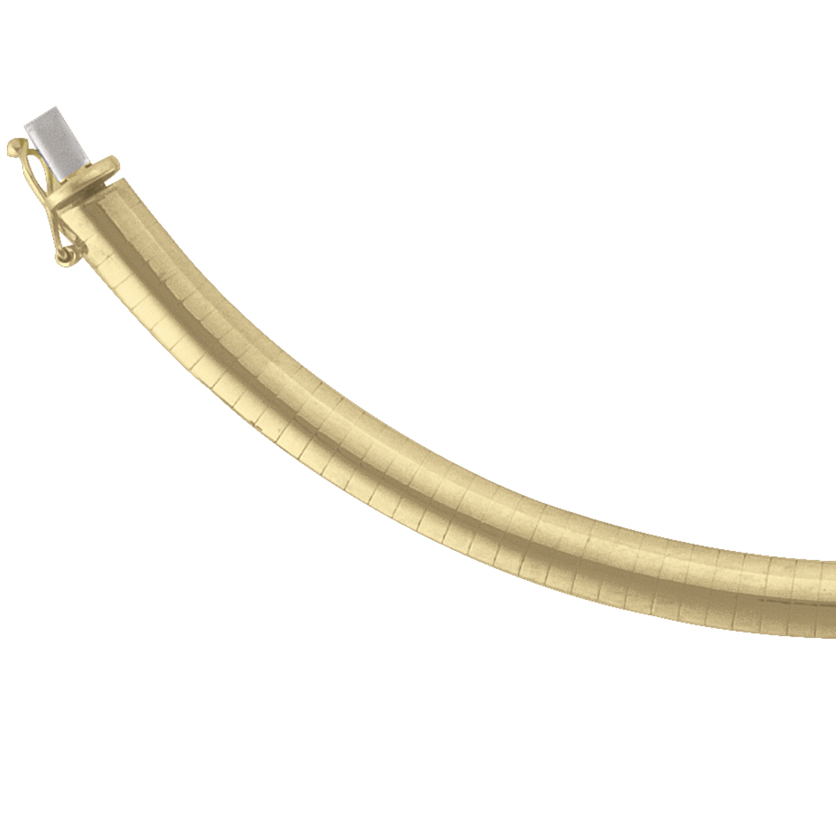 Yellow Gold Solid Domed Omega Necklace - 14K