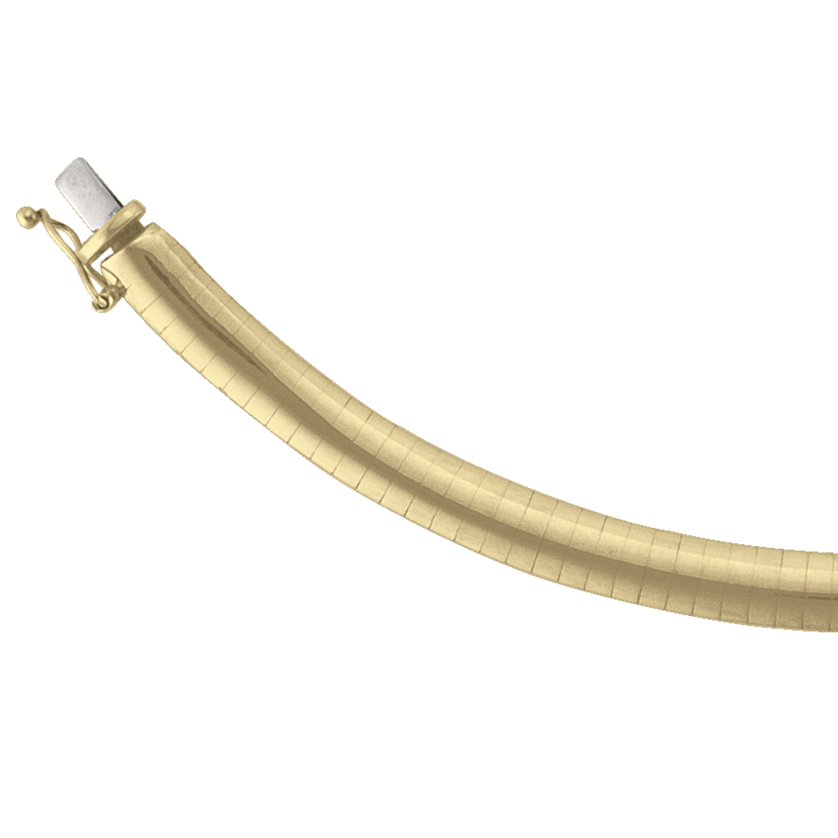 Yellow Gold Solid Domed Omega Necklace - 14K