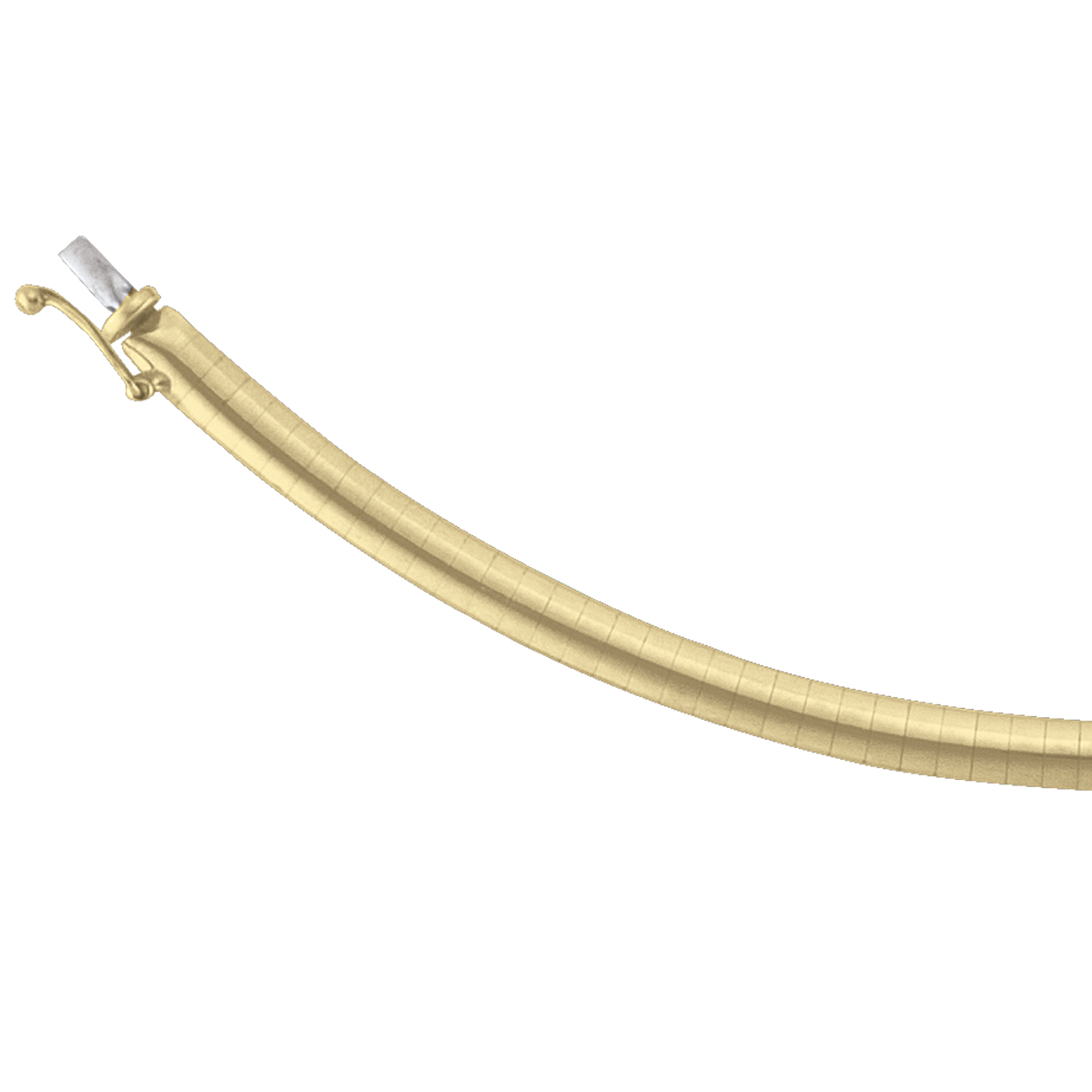 Yellow Gold Solid Domed Omega Necklace - 14K