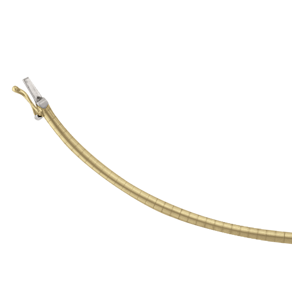 Yellow Gold Solid Domed Omega Necklace - 14K