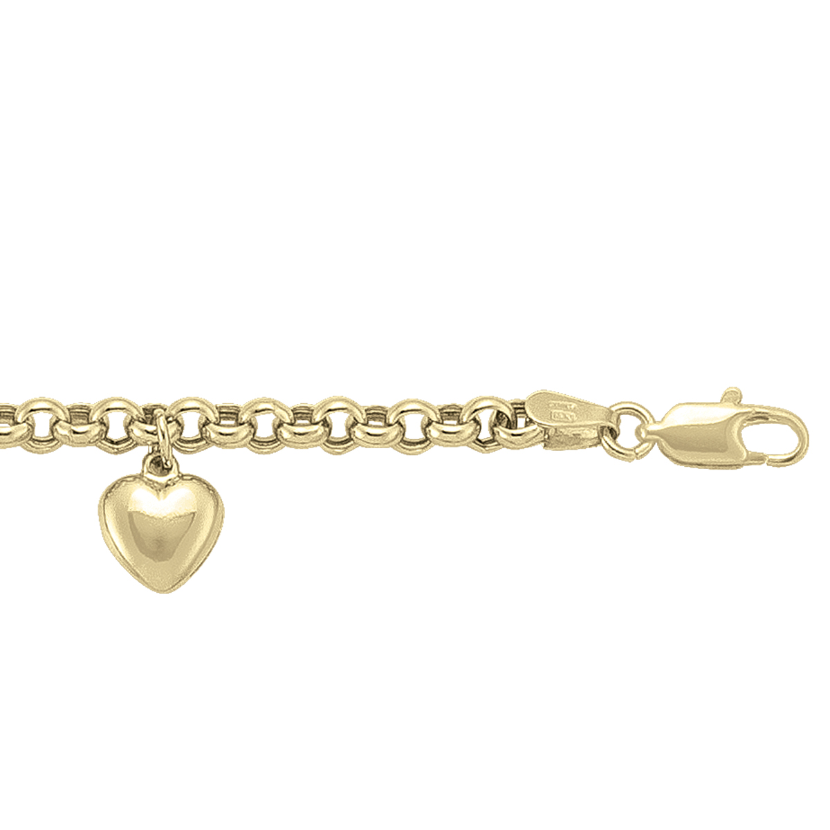 Yellow Gold Hollow Rolo Charm Bracelet - 10K