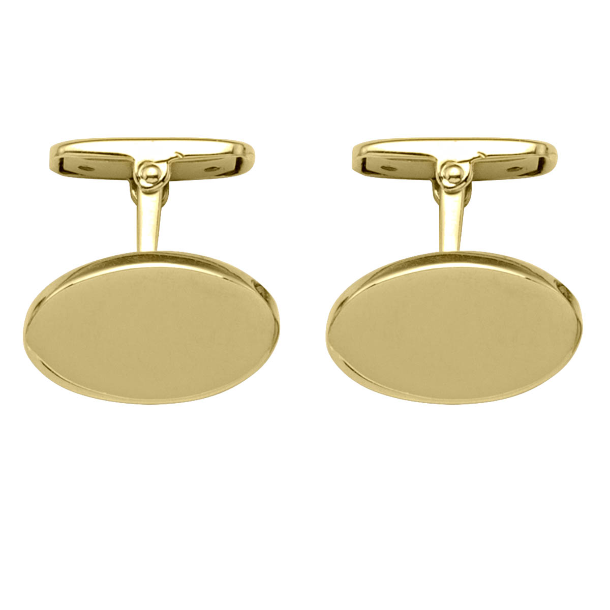 Yellow Gold Oval Cufflinks - 10K