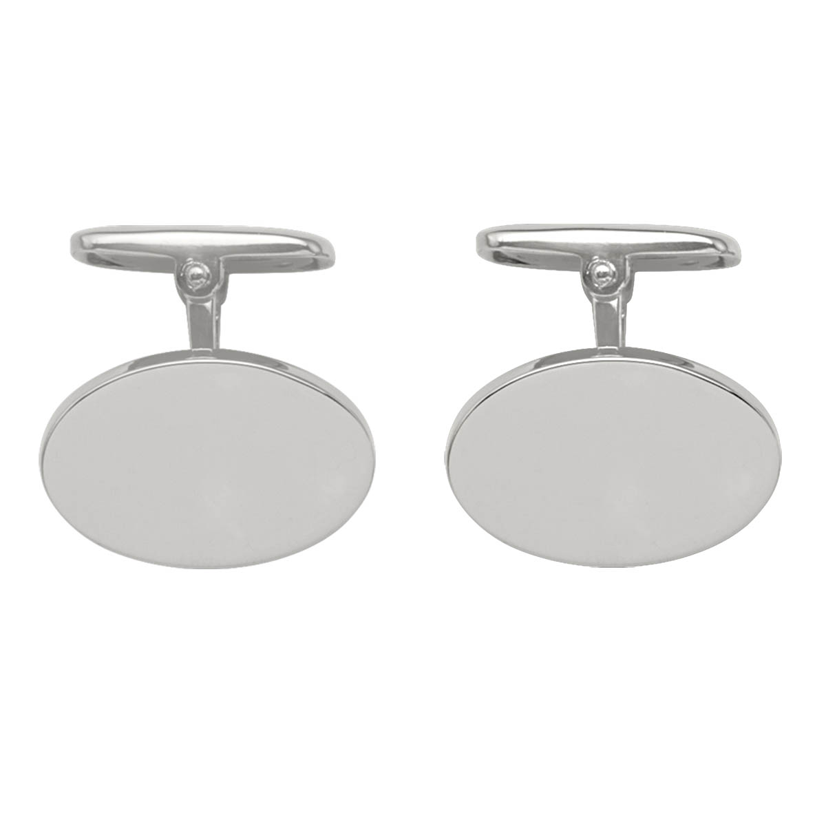 White Gold Oval Cufflinks - 10K