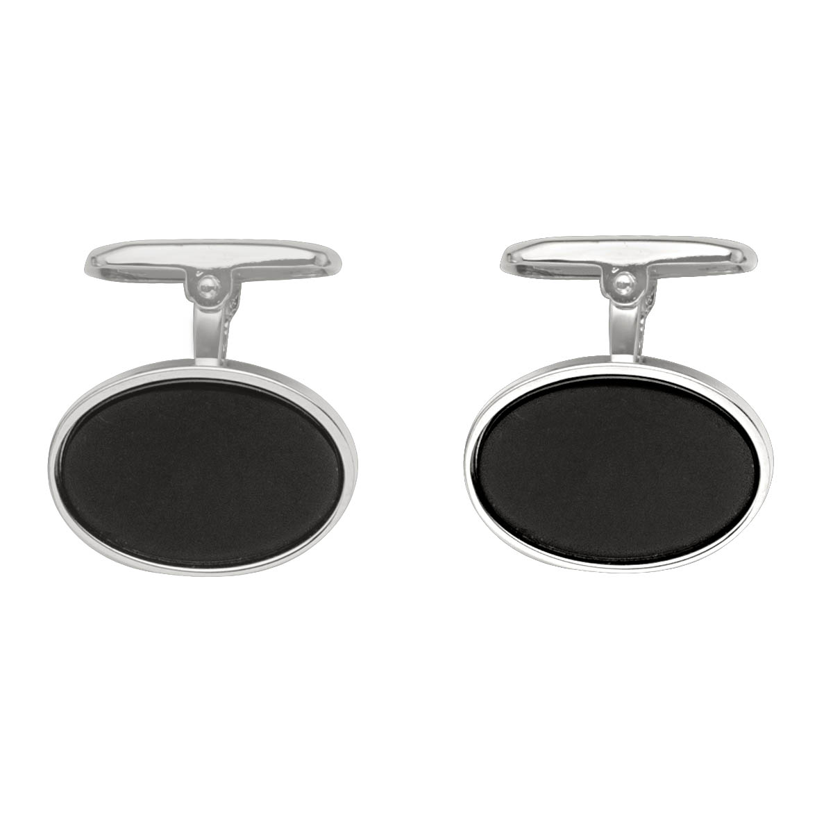 White Gold Onyx Cufflinks