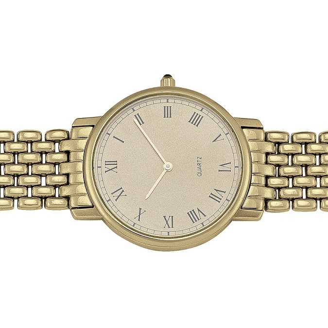 Men'S Yellow Gold Round Face Watch - 14K - 14k - 8.25"