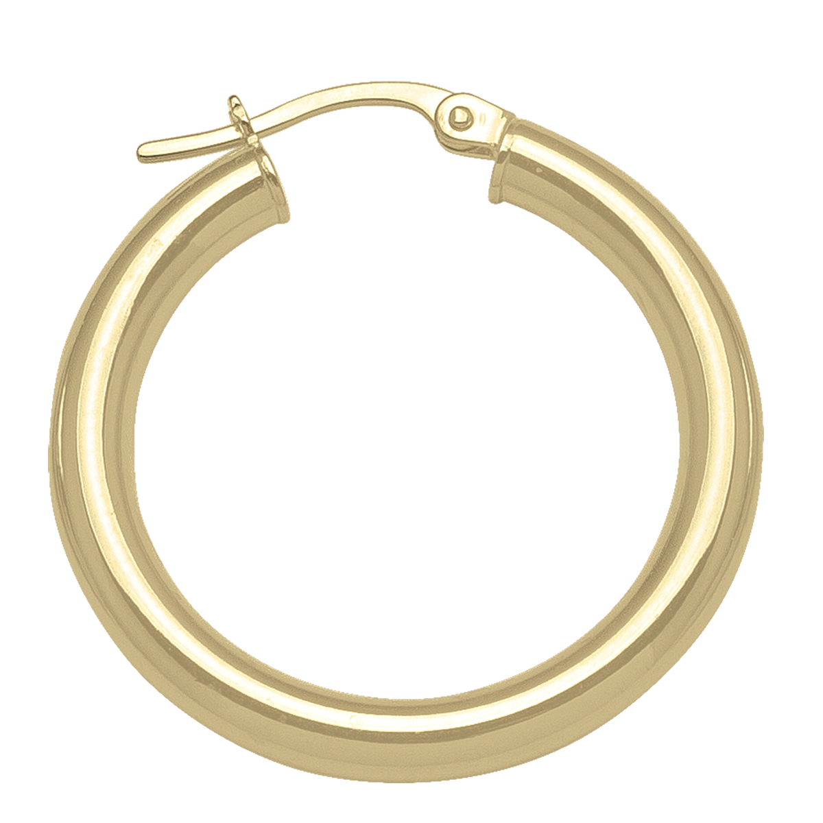 Yellow Gold High Polish Plain 3Mm Tube Hoop Earring - 10K