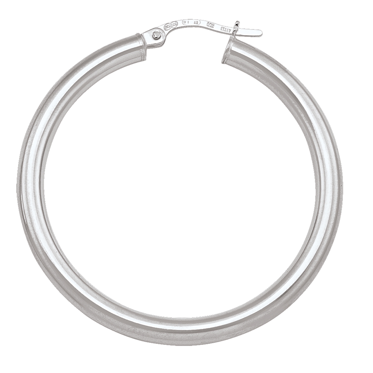 White Gold High Polish Plain 3Mm Tube Hoop Earring