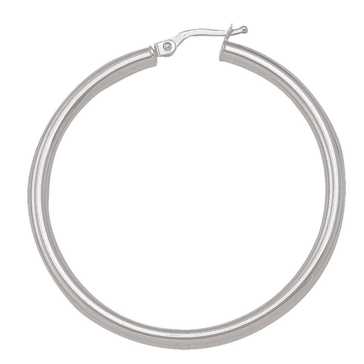 White Gold High Polish Plain 3Mm Tube Hoop Earring - 10K