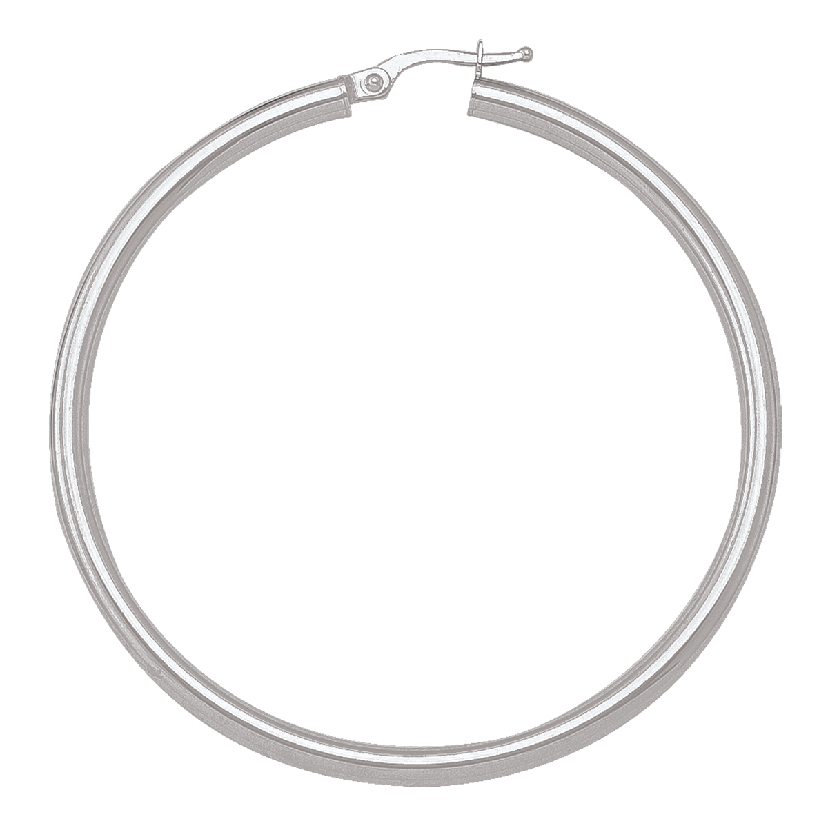 White Gold High Polish Plain 3Mm Tube Hoop Earring - 10K