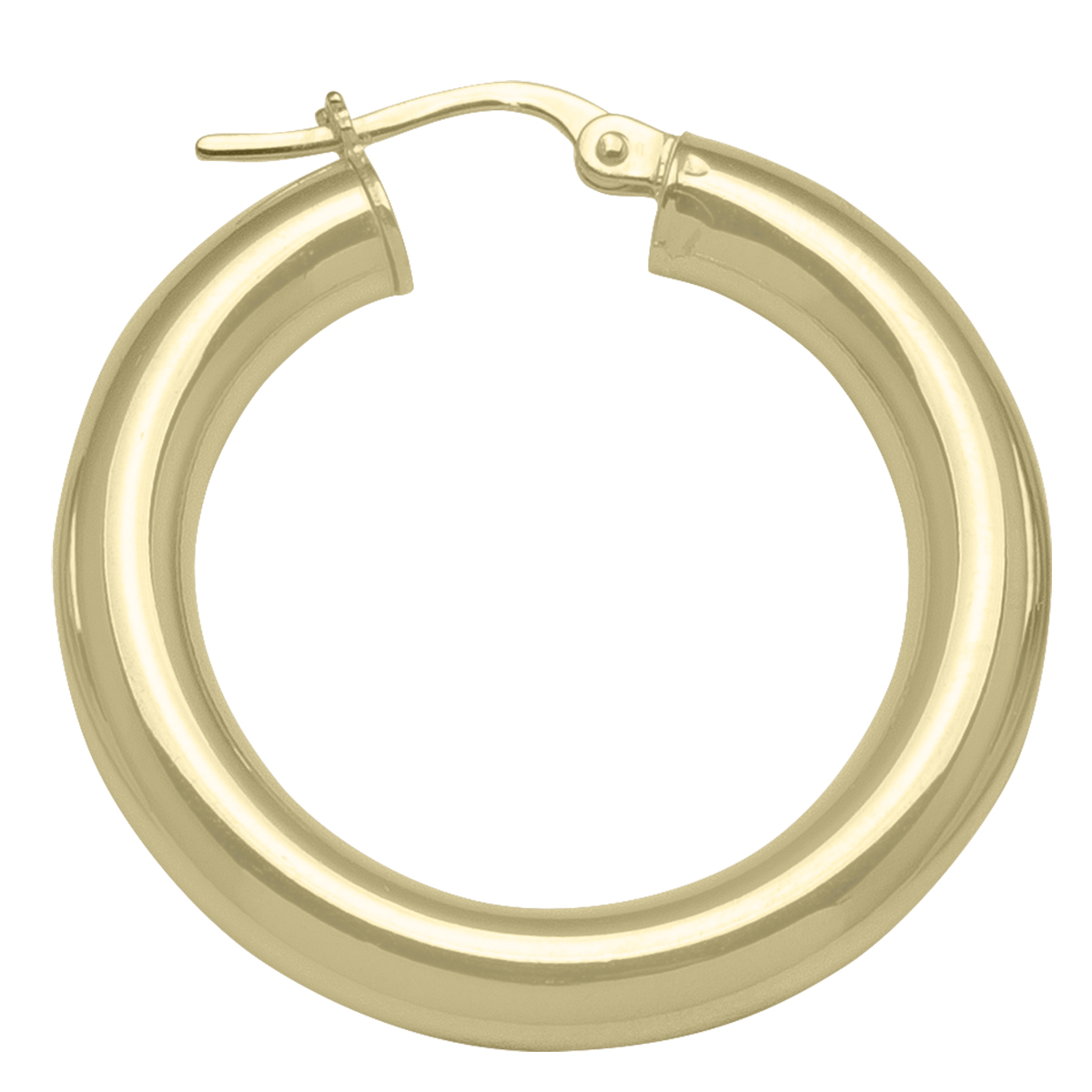 Yellow Gold High Polish Plain 4Mm Tube Hoop Earring - 14K