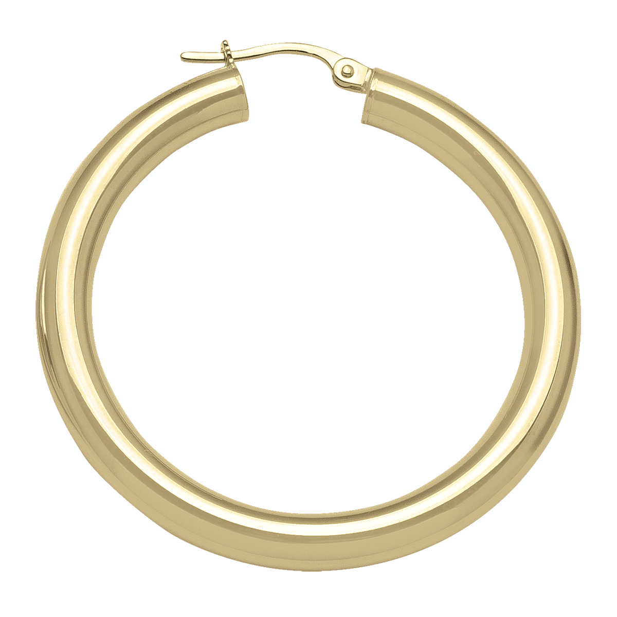 Yellow Gold High Polish Plain 4Mm Tube Hoop Earring - 10K