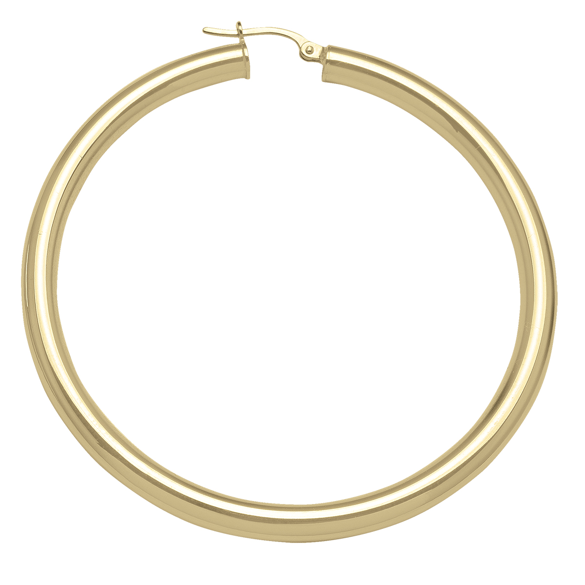Yellow Gold High Polish Plain 4Mm Tube Hoop Earring - 10K