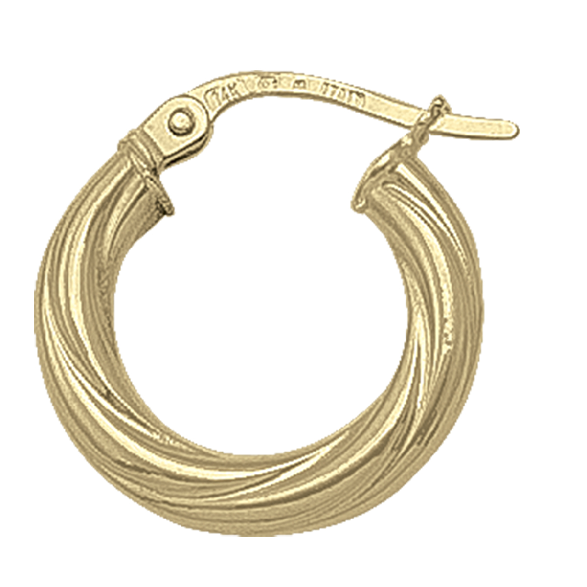 Yellow Gold Twisted 3Mm Tube Hoop Earring - 18K