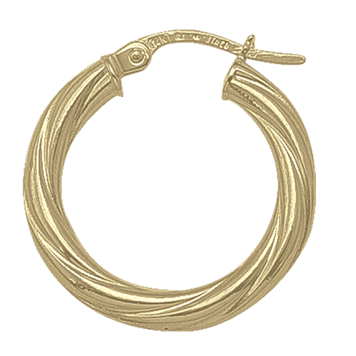 Yellow Gold Twisted 3Mm Tube Hoop Earring - 10K