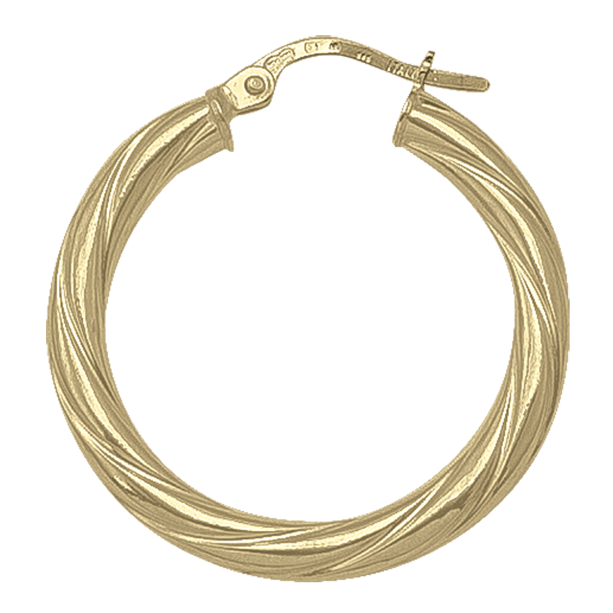 Yellow Gold Twisted 3Mm Tube Hoop Earring - 10K
