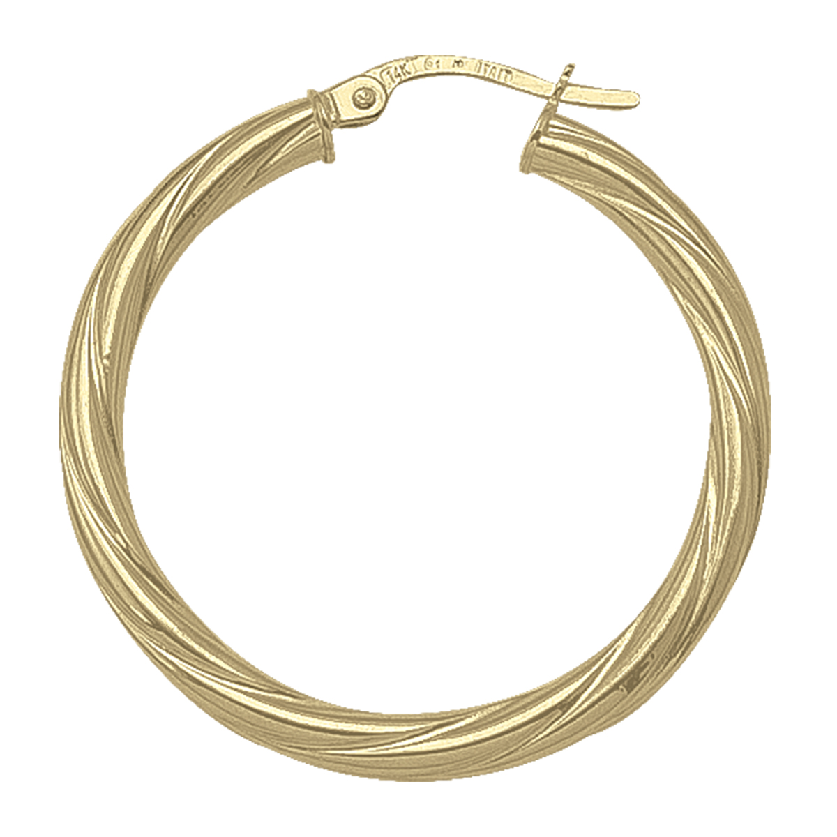 Yellow Gold Twisted 3Mm Tube Hoop Earring - 10K