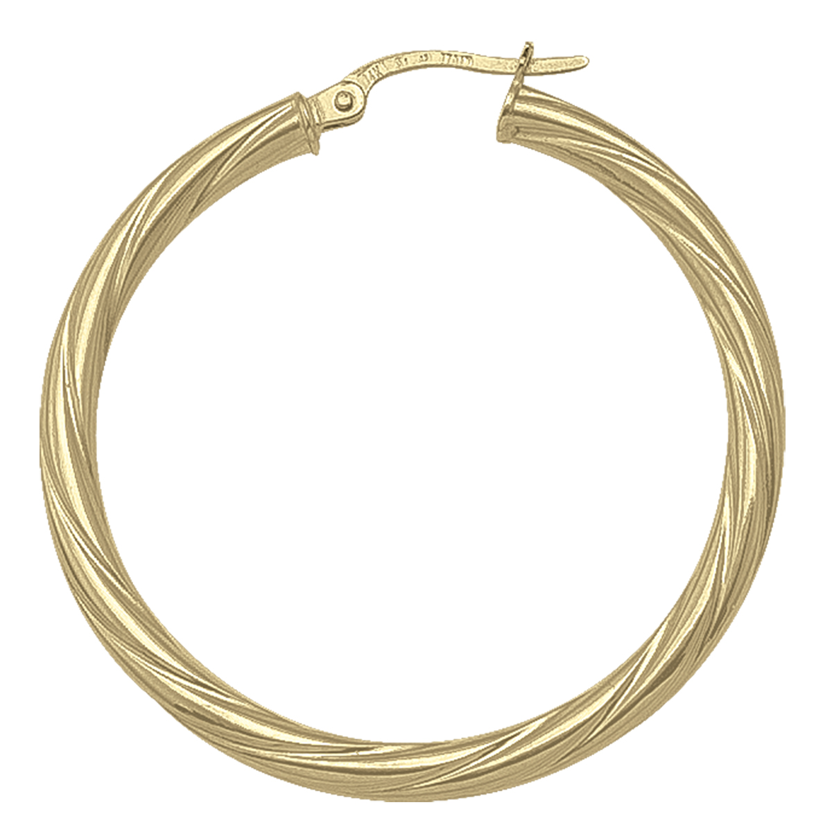 Yellow Gold Twisted 3Mm Tube Hoop Earring - 14K