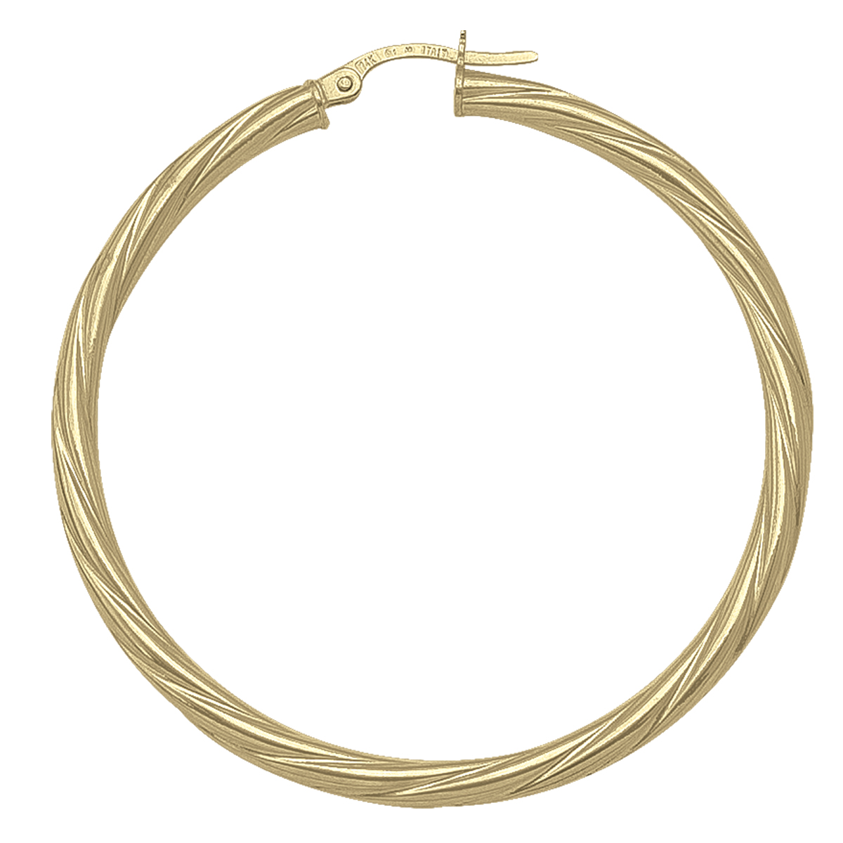 Yellow Gold Twisted 3Mm Tube Hoop Earring - 18K