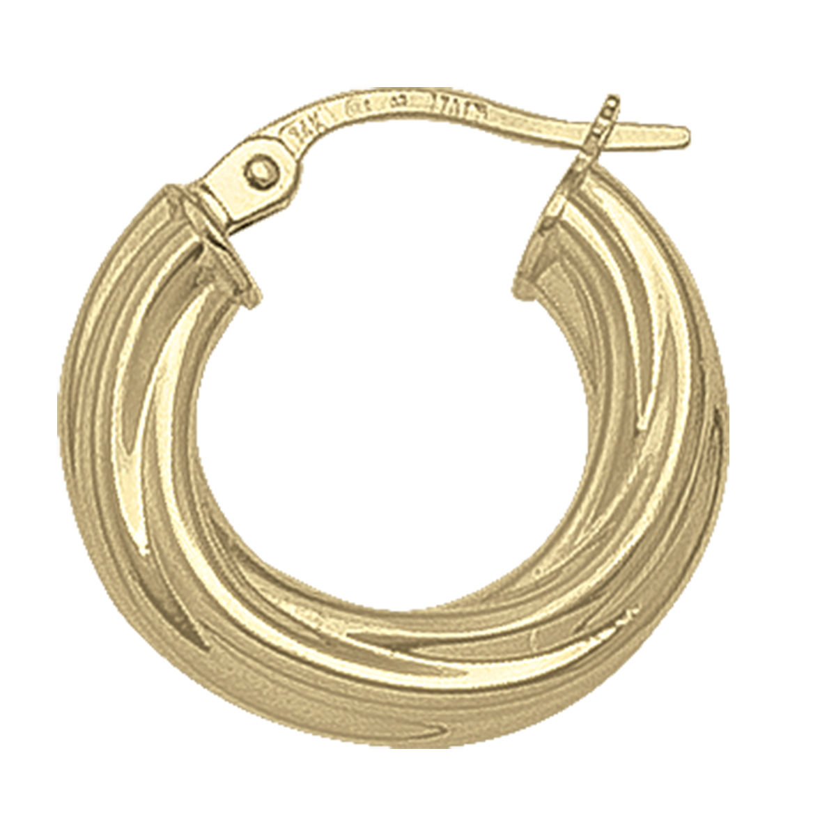 Yellow Gold Twisted 4Mm Tube Hoop Earring - 10K