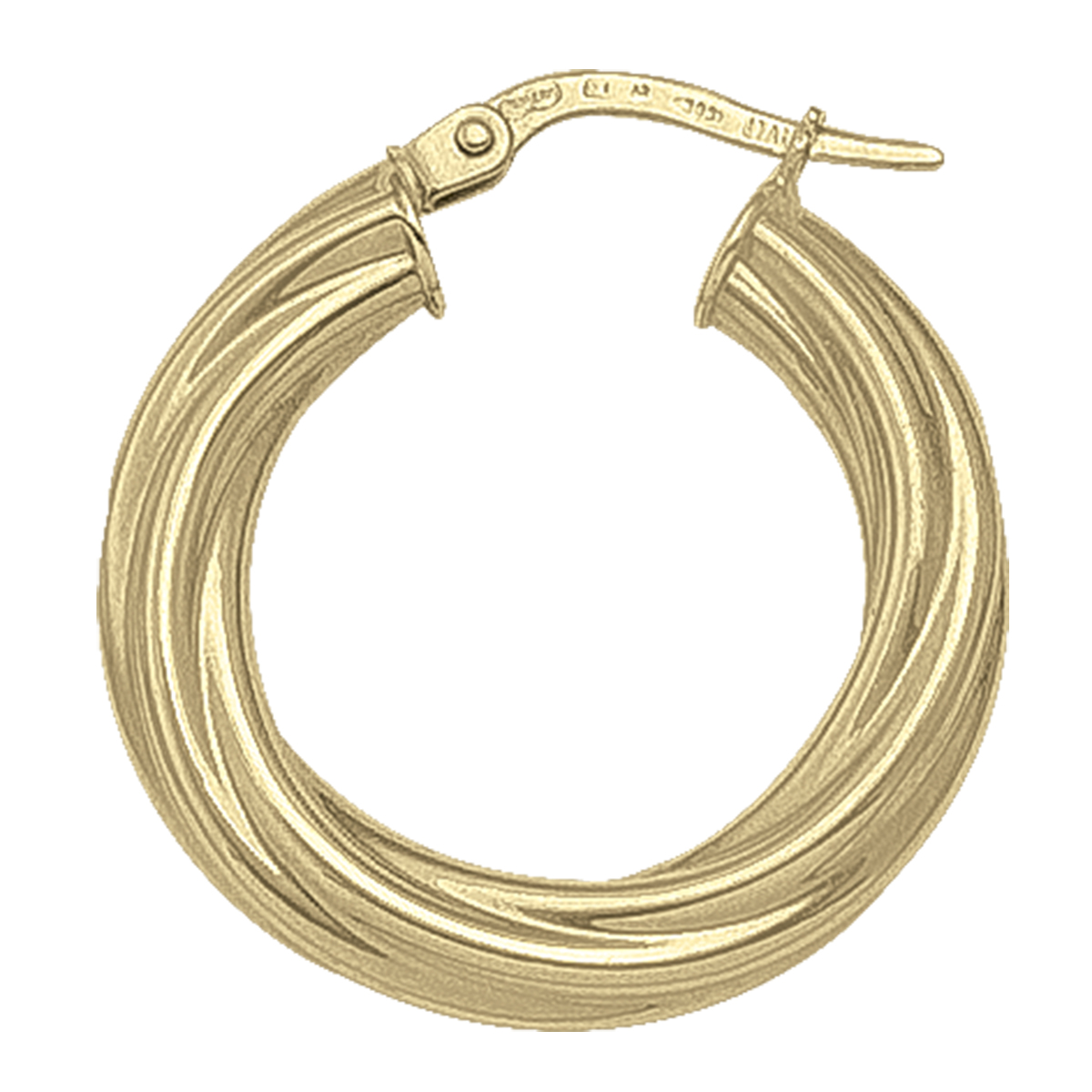 Yellow Gold Twisted 4Mm Tube Hoop Earring - 14K