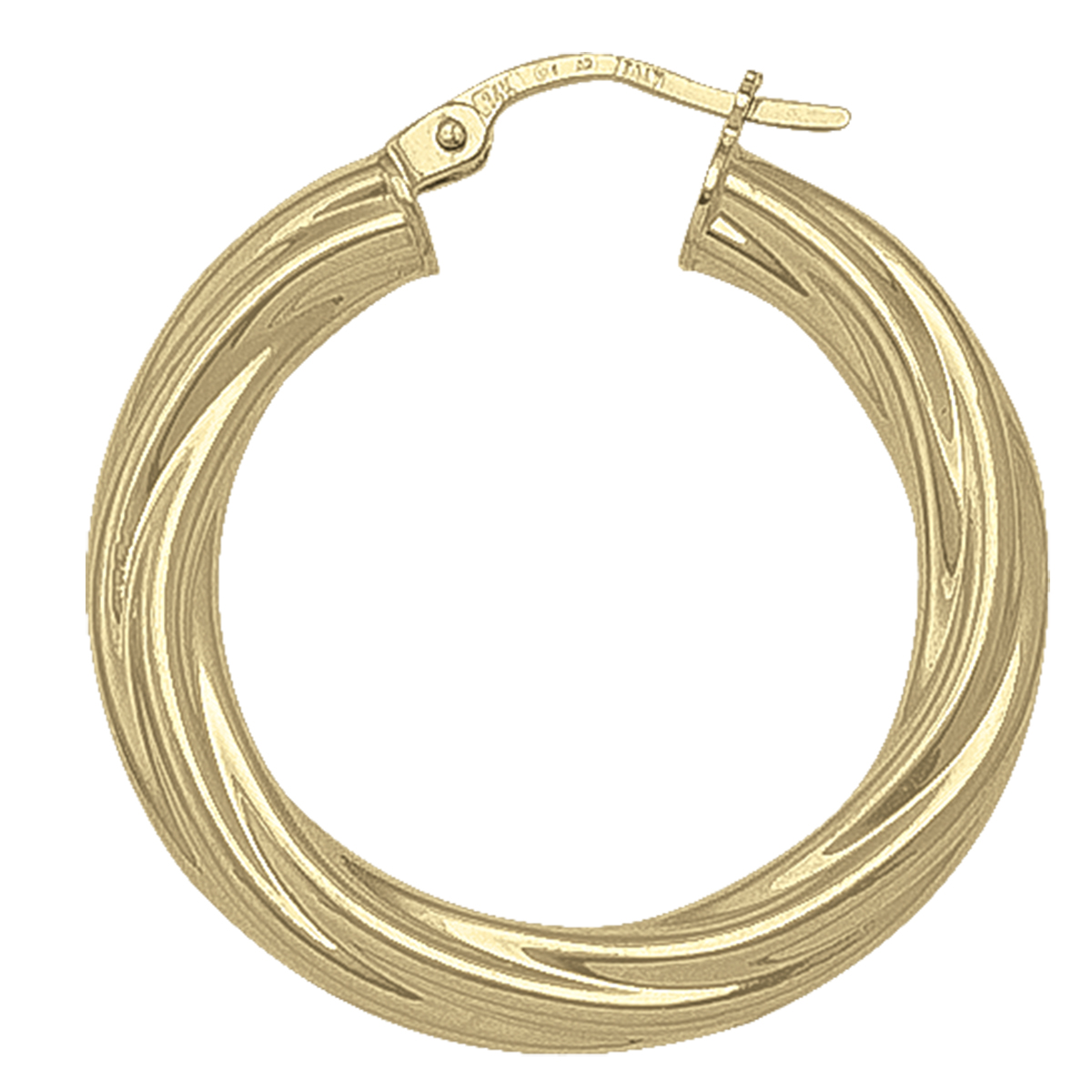 Yellow Gold Twisted 4Mm Tube Hoop Earring - 10K