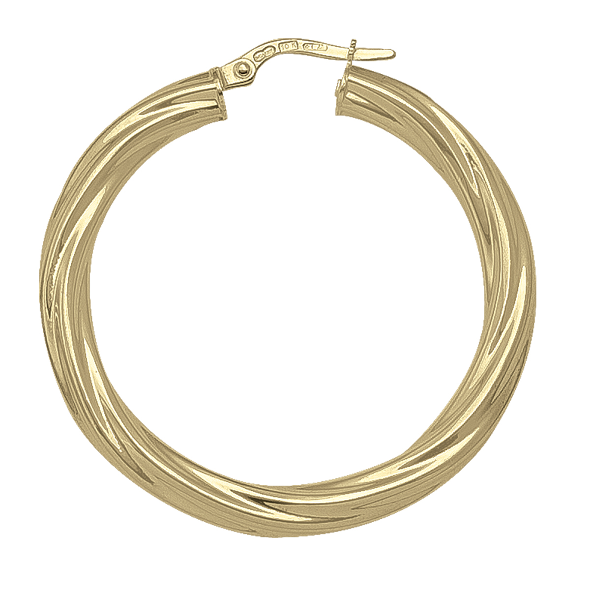 Yellow Gold Twisted 4Mm Tube Hoop Earring - 10K