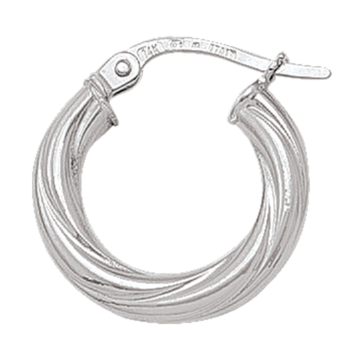 White Gold Twisted 3Mm Tube Hoop Earring - 10K