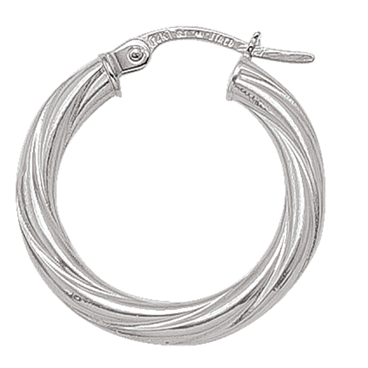 White Gold Twisted 3Mm Tube Hoop Earring - 10K