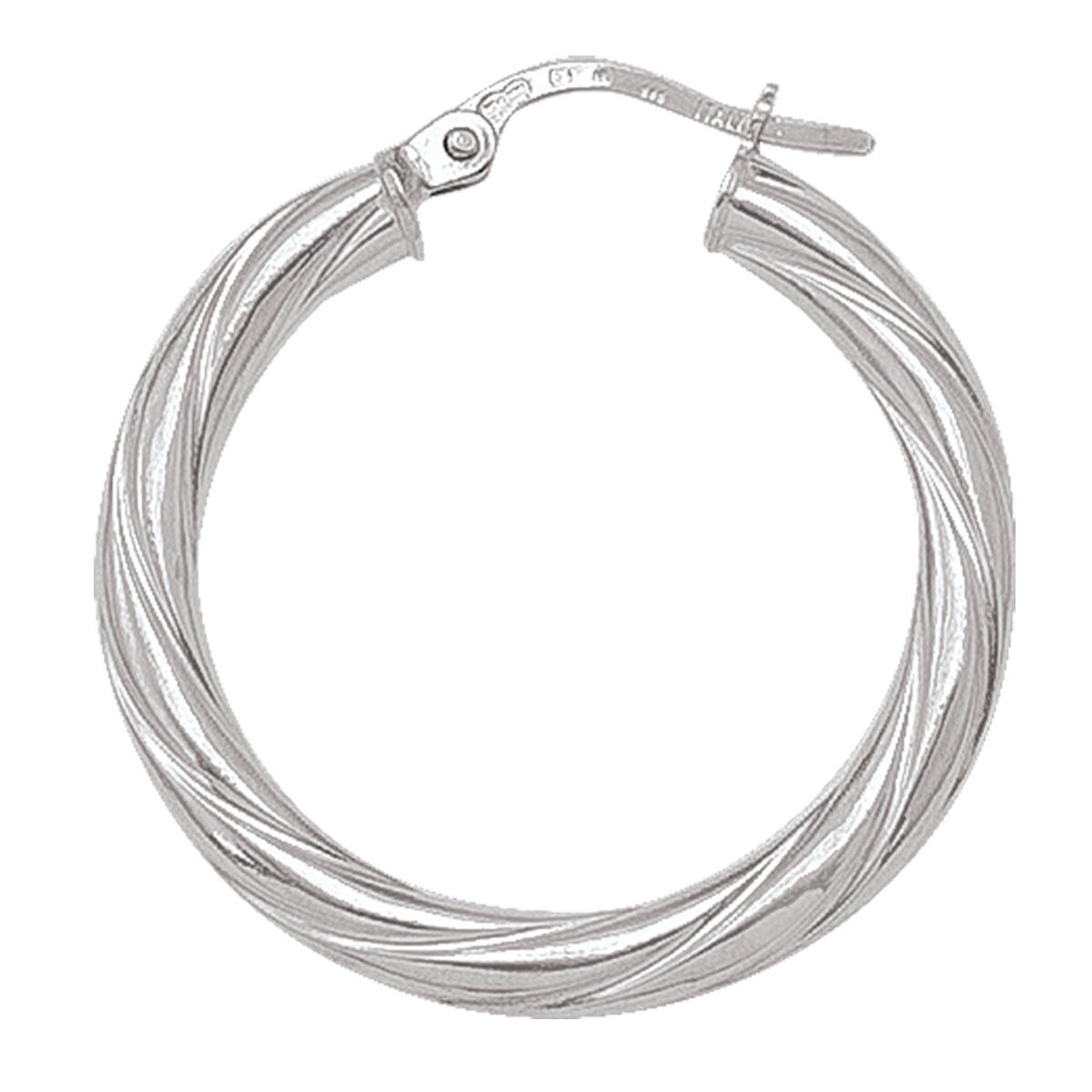White Gold Twisted 3Mm Tube Hoop Earring - 10K