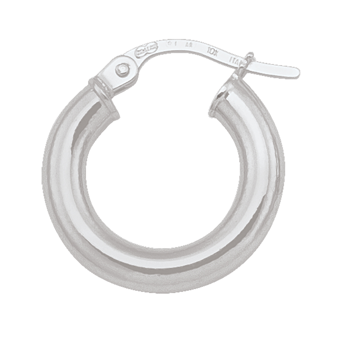White Gold High Polish Plain 3Mm Tube Hoop Earring - 10K