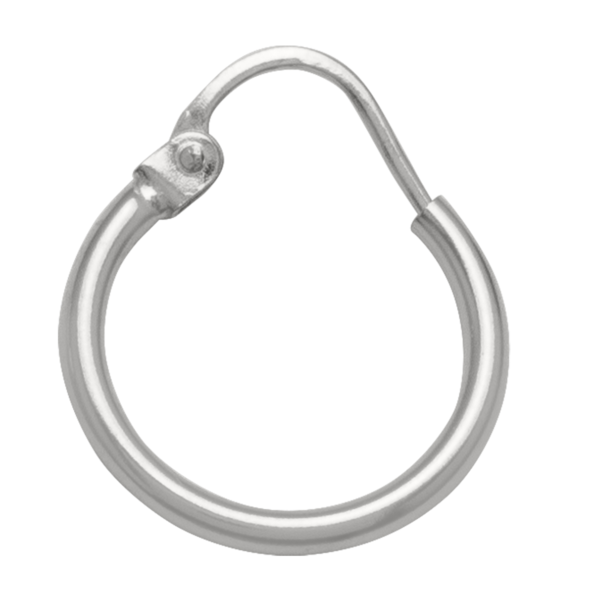 White Gold 2Mm Tube Wire Hoop Earring - 14K
