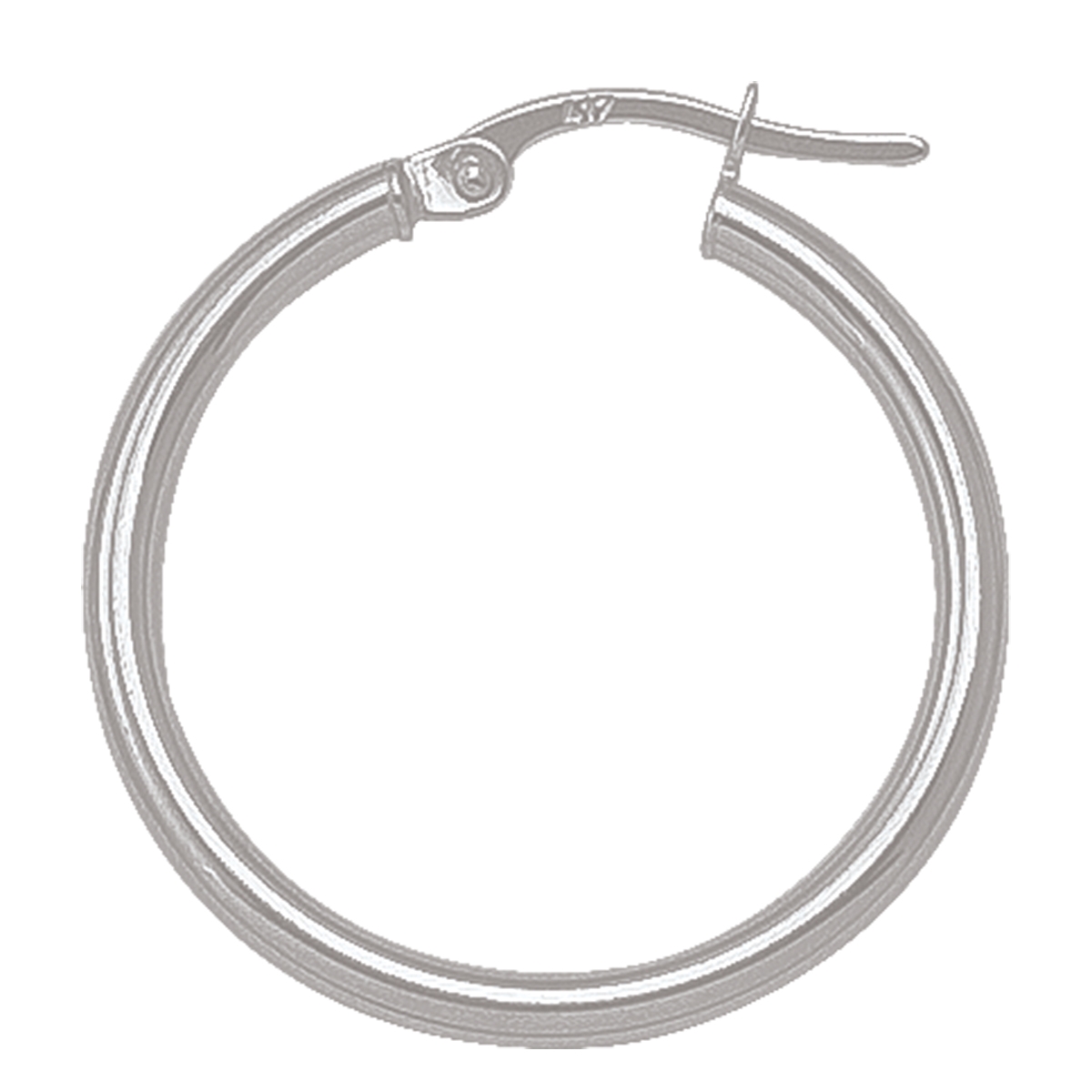 White Gold High Polish Plain 2Mm Tube Hoop Earring - 18K
