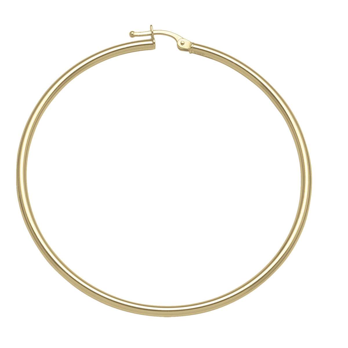 Yellow Gold High Polish Plain 2Mm Tube Hoop Earring - 18K