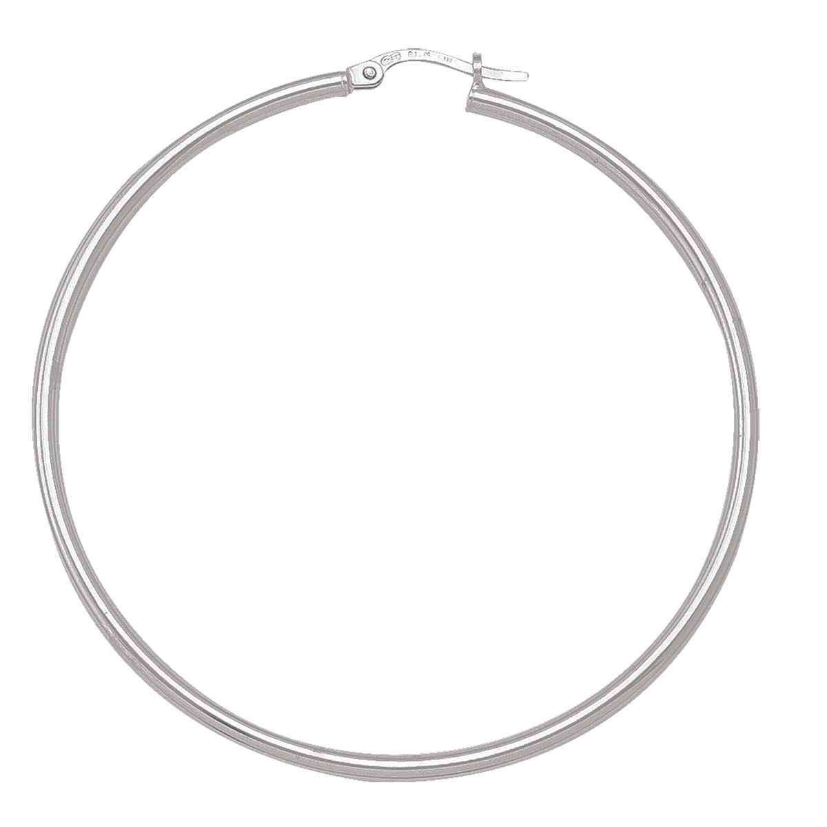 White Gold High Polish Plain 2Mm Tube Hoop Earring - 10K