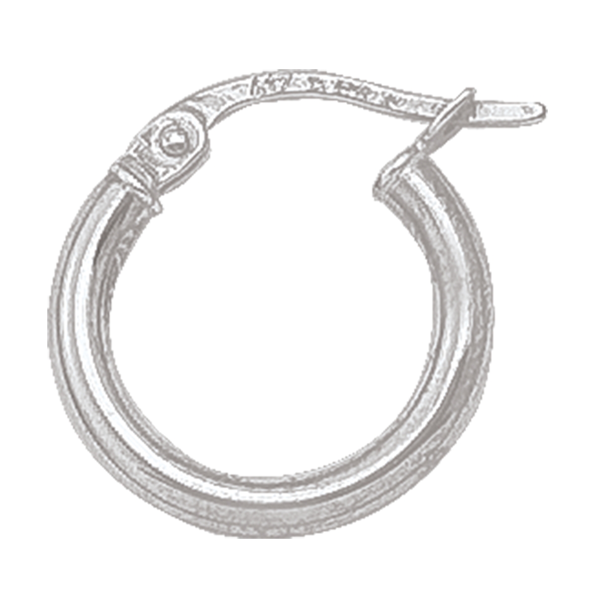 White Gold High Polish Plain 2Mm Tube Hoop Earring - 18K
