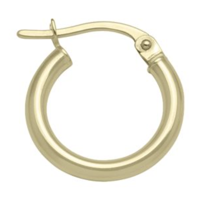 Yellow Gold High Polish Plain 2Mm Tube Hoop Earring - 18K