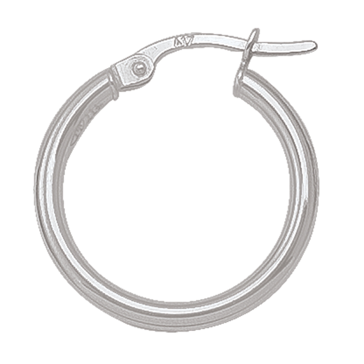 White Gold High Polish Plain 2Mm Tube Hoop Earring - 10K