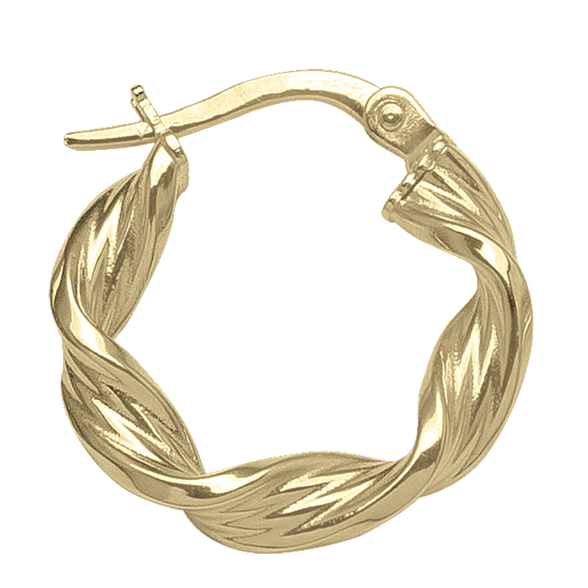 Yellow Gold Twisted Hoop Earring - 14K