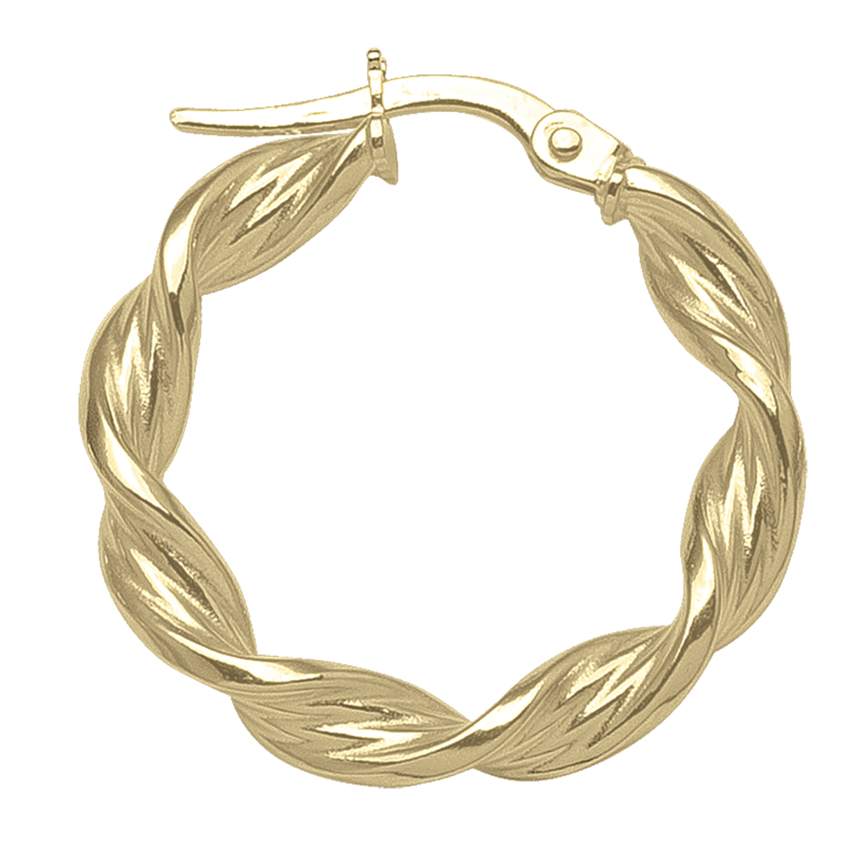Yellow Gold Twisted Hoop Earring - 18K
