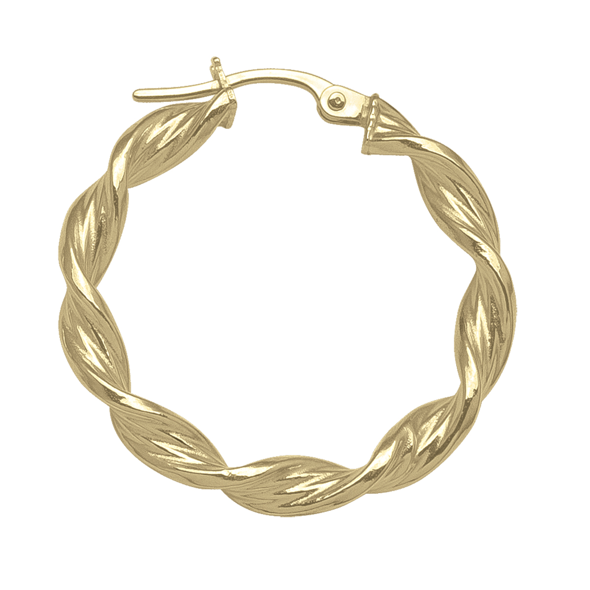 Yellow Gold Twisted Hoop Earring - 10K