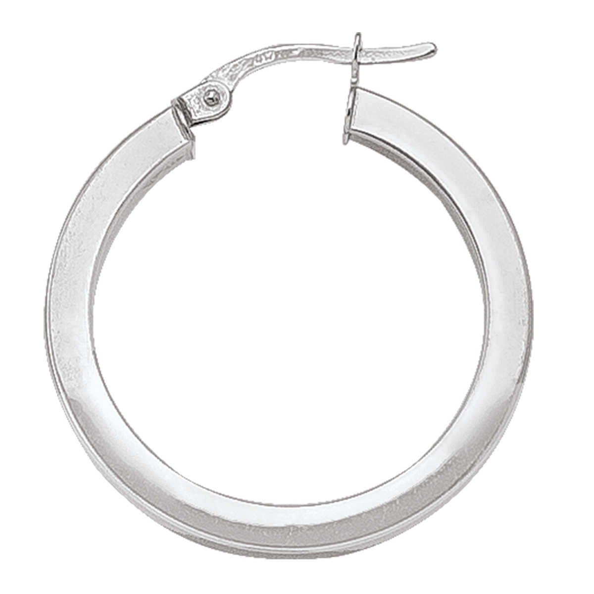 White Gold Square 2.5 Mm Tube Hoop Earring - 10K