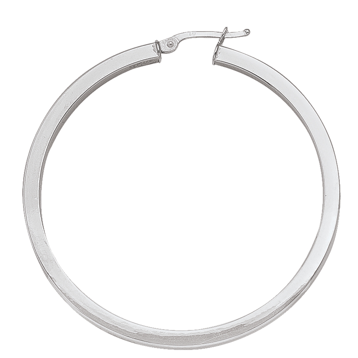 White Gold Square 2.5 Mm Tube Hoop Earring - 14K