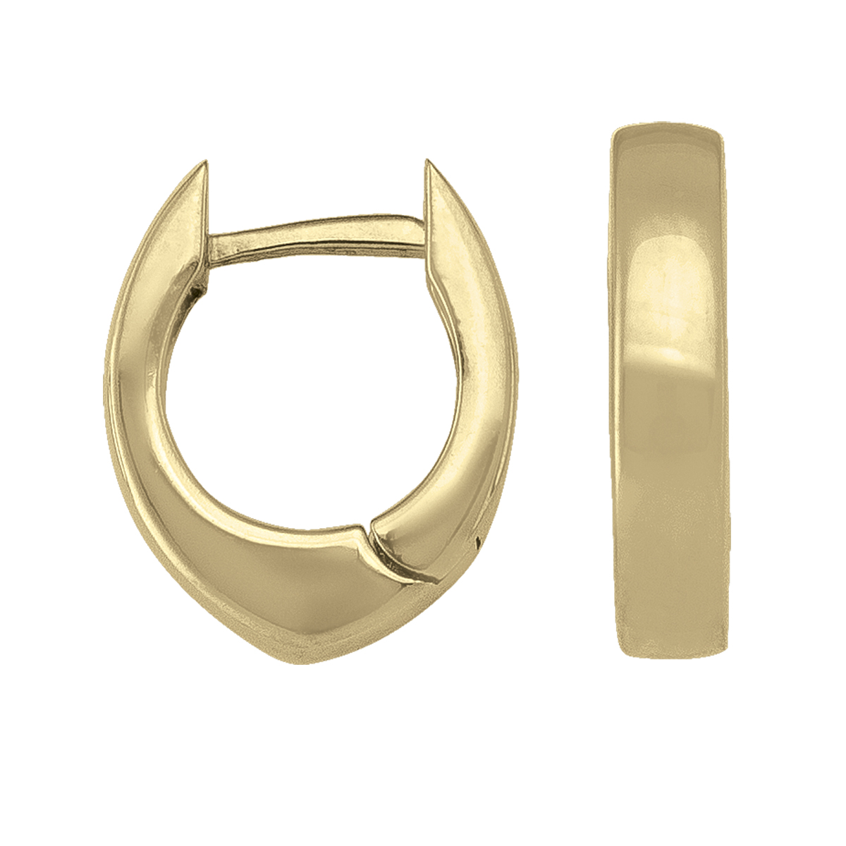 Yellow Gold Oval Huggie Earring - 14K