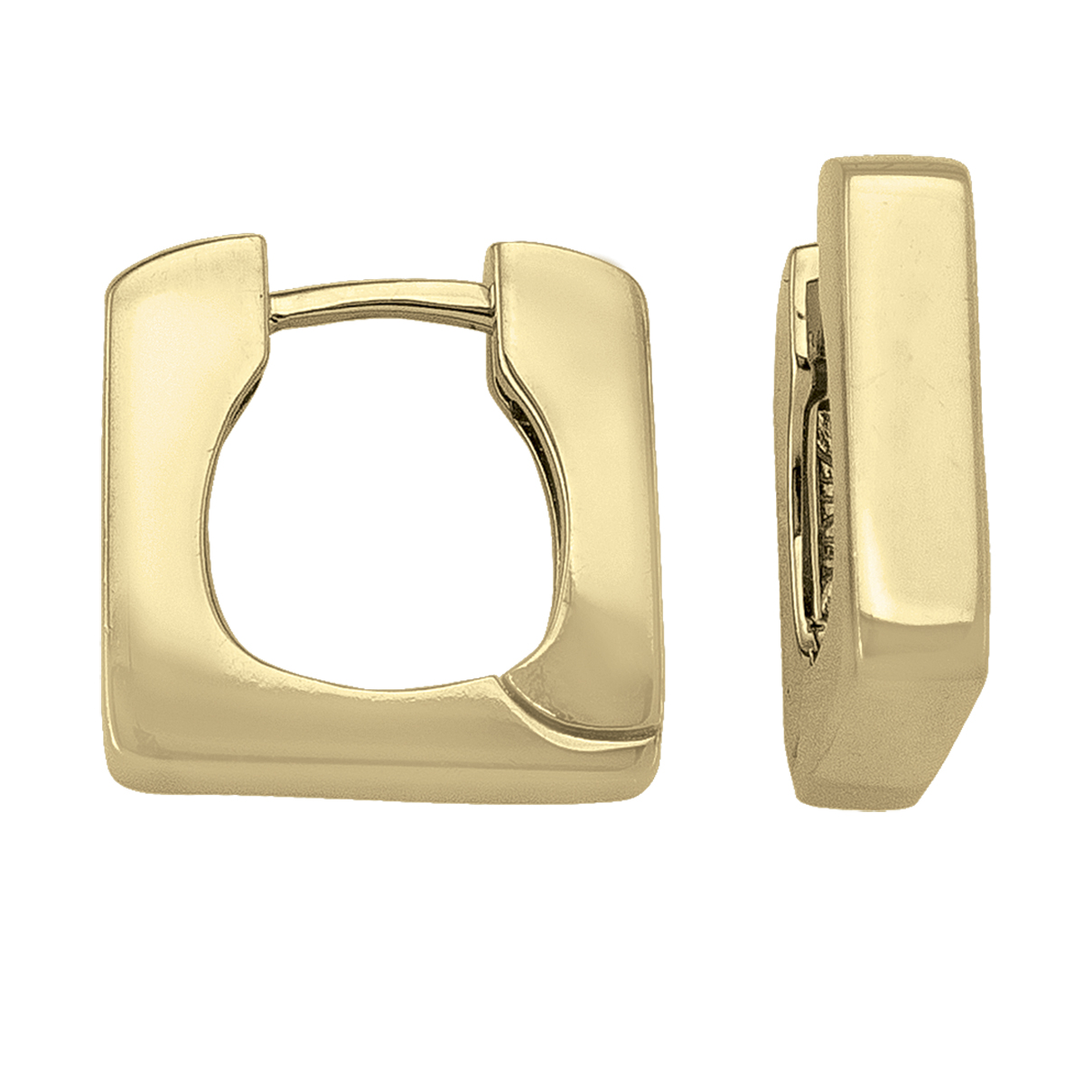 Yellow Gold Square Shape Huggie Earring - 14K