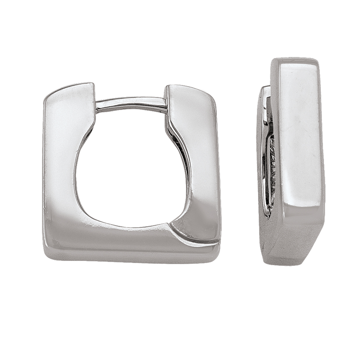 White Gold Square Shape Huggie Earring - 14K