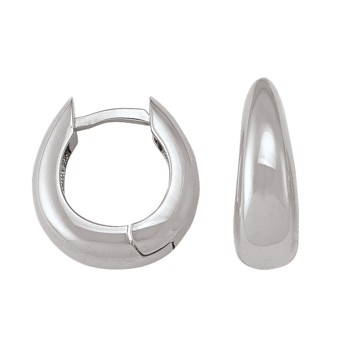 White Gold Oval Huggie Earring - 14K
